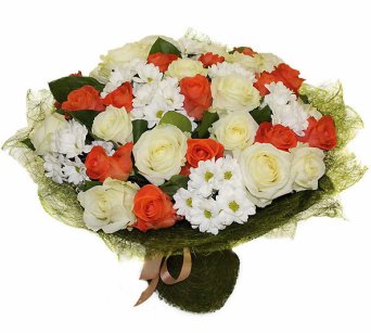 Розы, хризантема кустовая, салал, упаковка Розы, хризантема кустовая, салал, упаковка