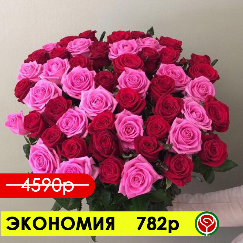 51 КРАСНАЯ И РОЗОВАЯ РОЗЫ 60 СМ 51 КРАСНАЯ И РОЗОВАЯ РОЗЫ 60 СМ